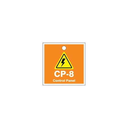 Accuform Energy Source ID Tag, CP-8 CONTROL PANEL, 2.5in x 2.5in, Plastic, 5PK TDK208VPM